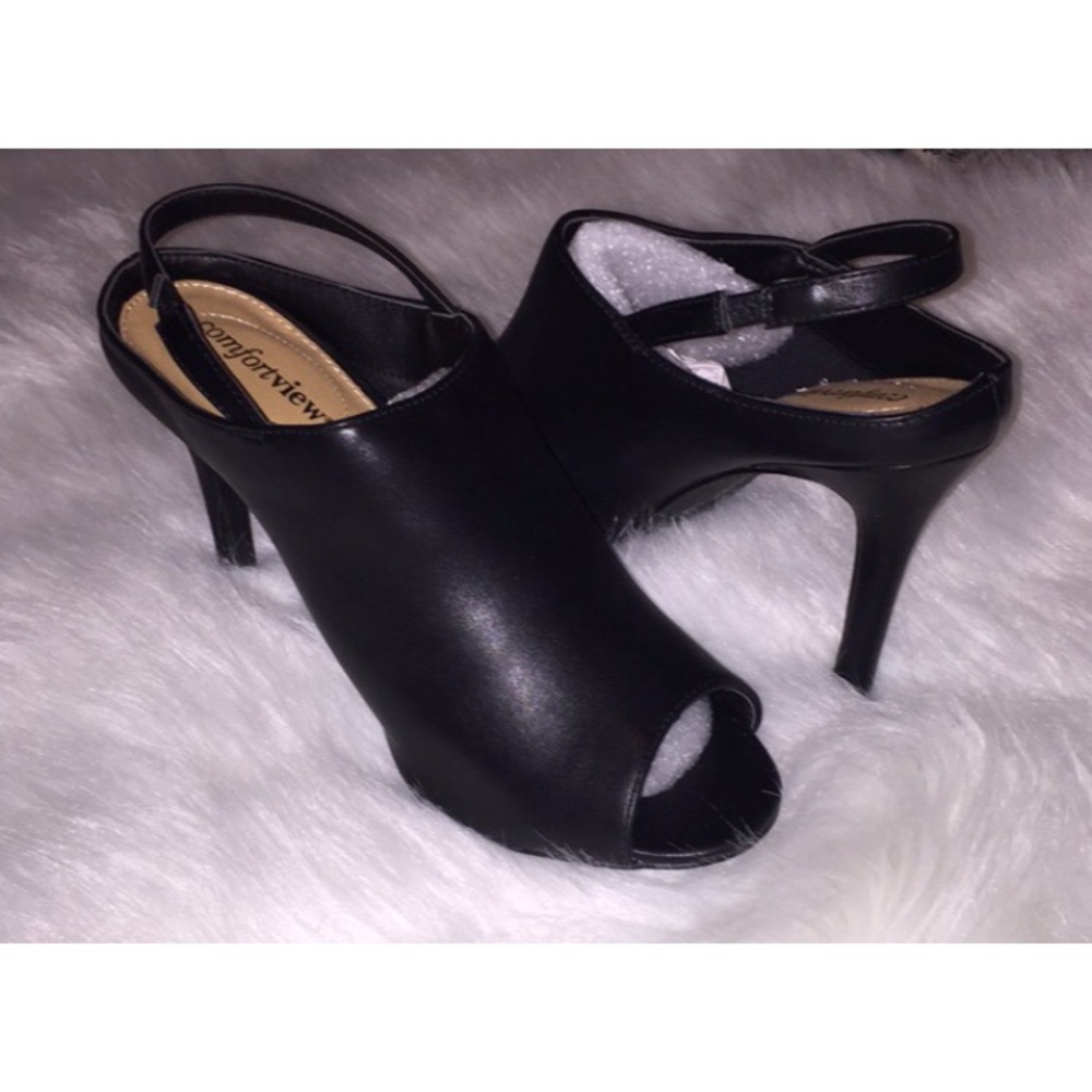Black Leather Mules
